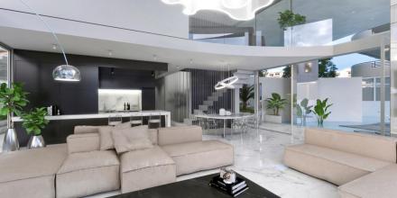 modern apartment for purchase interior living room with sofas and leather sofas